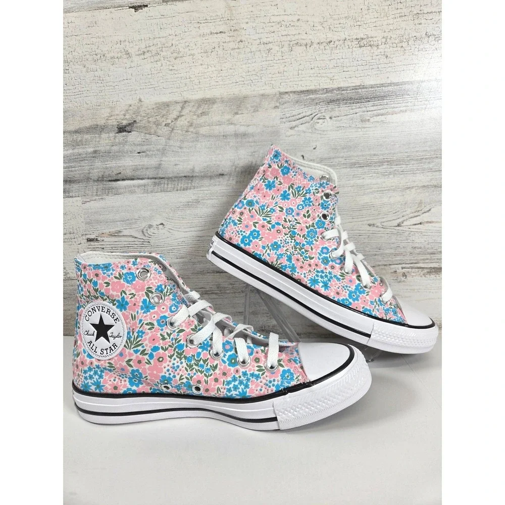 Converse Chuck Taylor All Star High Top Floral Pink Blue Sneakers A14980F Size 7
